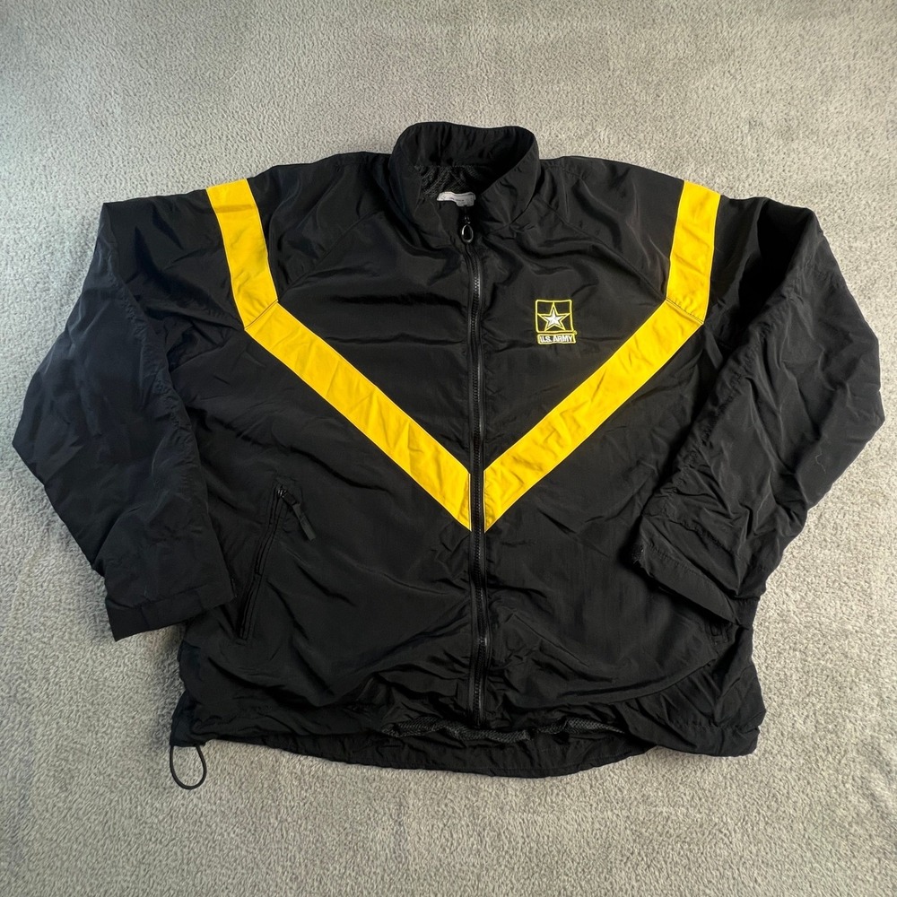 US Army Physical Fitness Uniform Jacket Black Yellow‎ Large Regular Athleisure